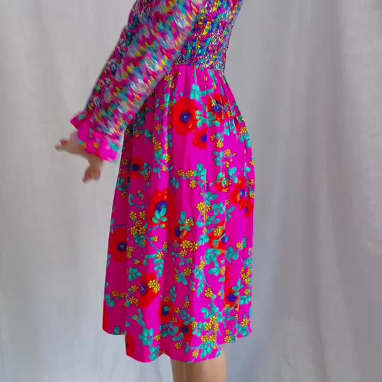 Video of the late 1960s The Lilly Lilly Pulitzer hot pink mixed-print dress being worn