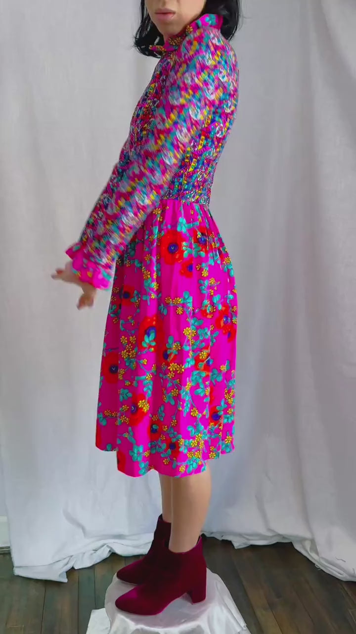 Video of the late 1960s The Lilly Lilly Pulitzer hot pink mixed-print dress being worn