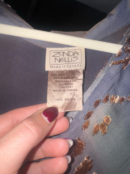 Zonda Nellis label, 100% silk, Made in Canada